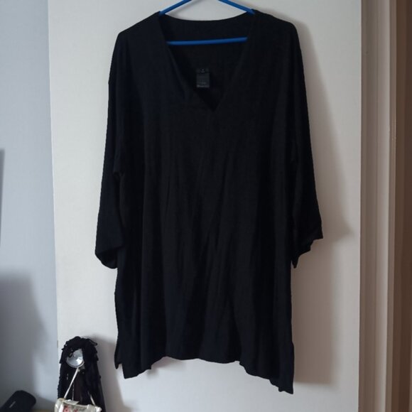 Tops - KALIYANA Black Linen Blend Asymmetric Tunic 2 XL